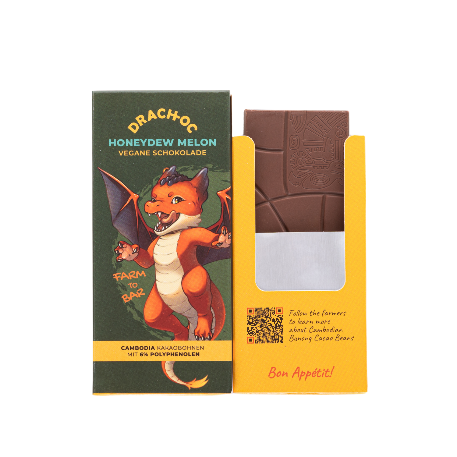 Vegan Chocolate Bar - Honeydew Melon 40g